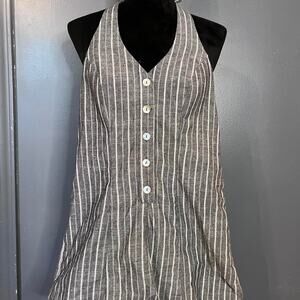 Grey and white striped romper